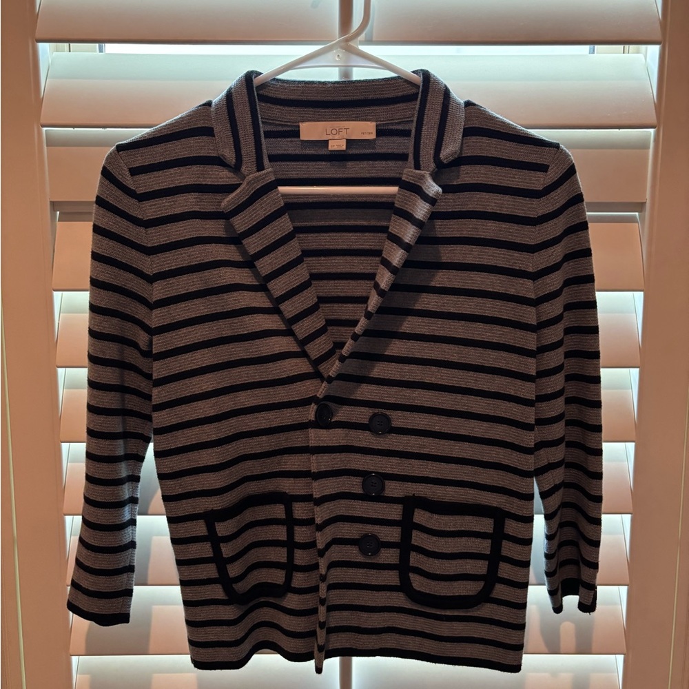 LOFT Charcoal and Black Striped Jacket